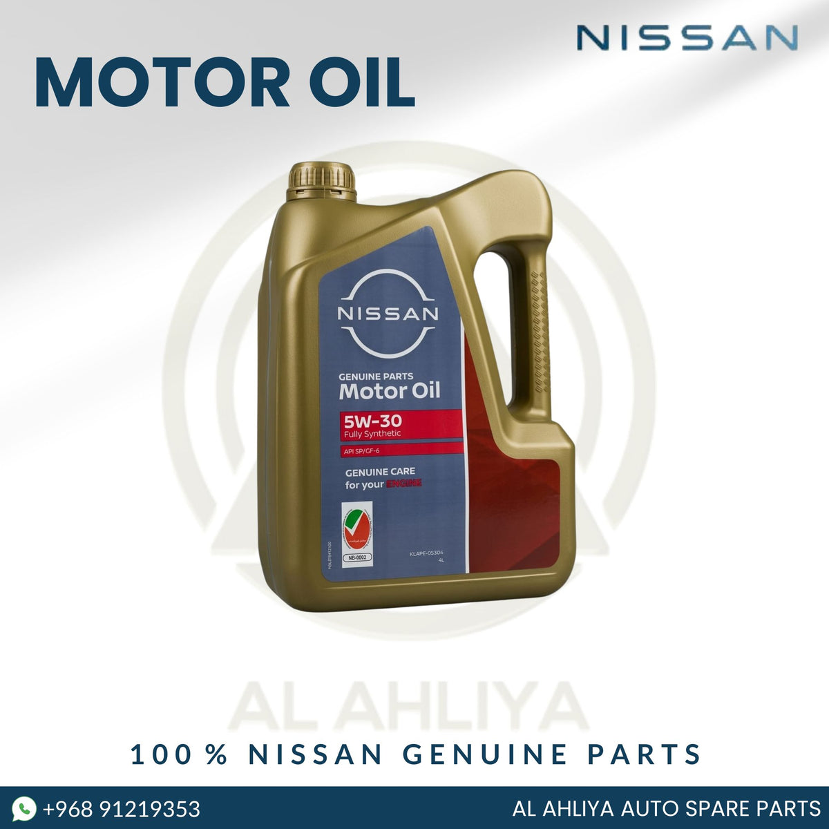 5W30 Nissan Genuine Engine Oil 4Ltr Fully Synthetic API SP/GF-6